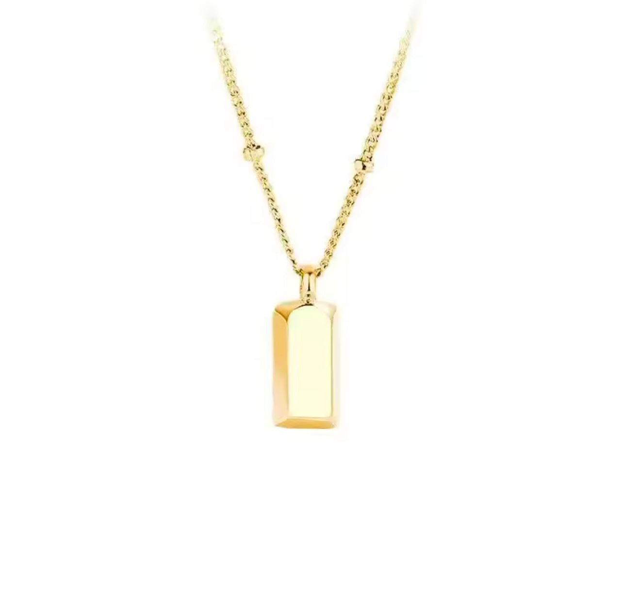 Titanium steel small gold and silver bar square Necklace