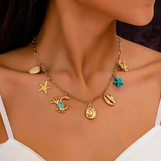 Starfish metal shell Chain Necklace