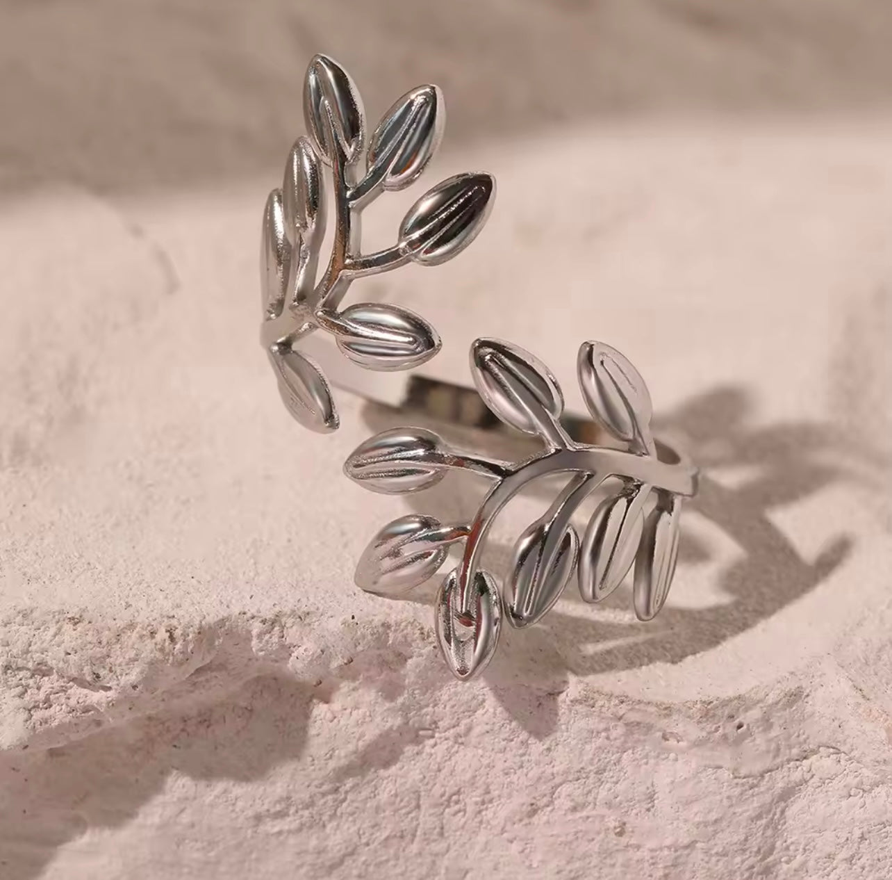 Gold and silver stainless steel Leaf Ring for women jewellery
