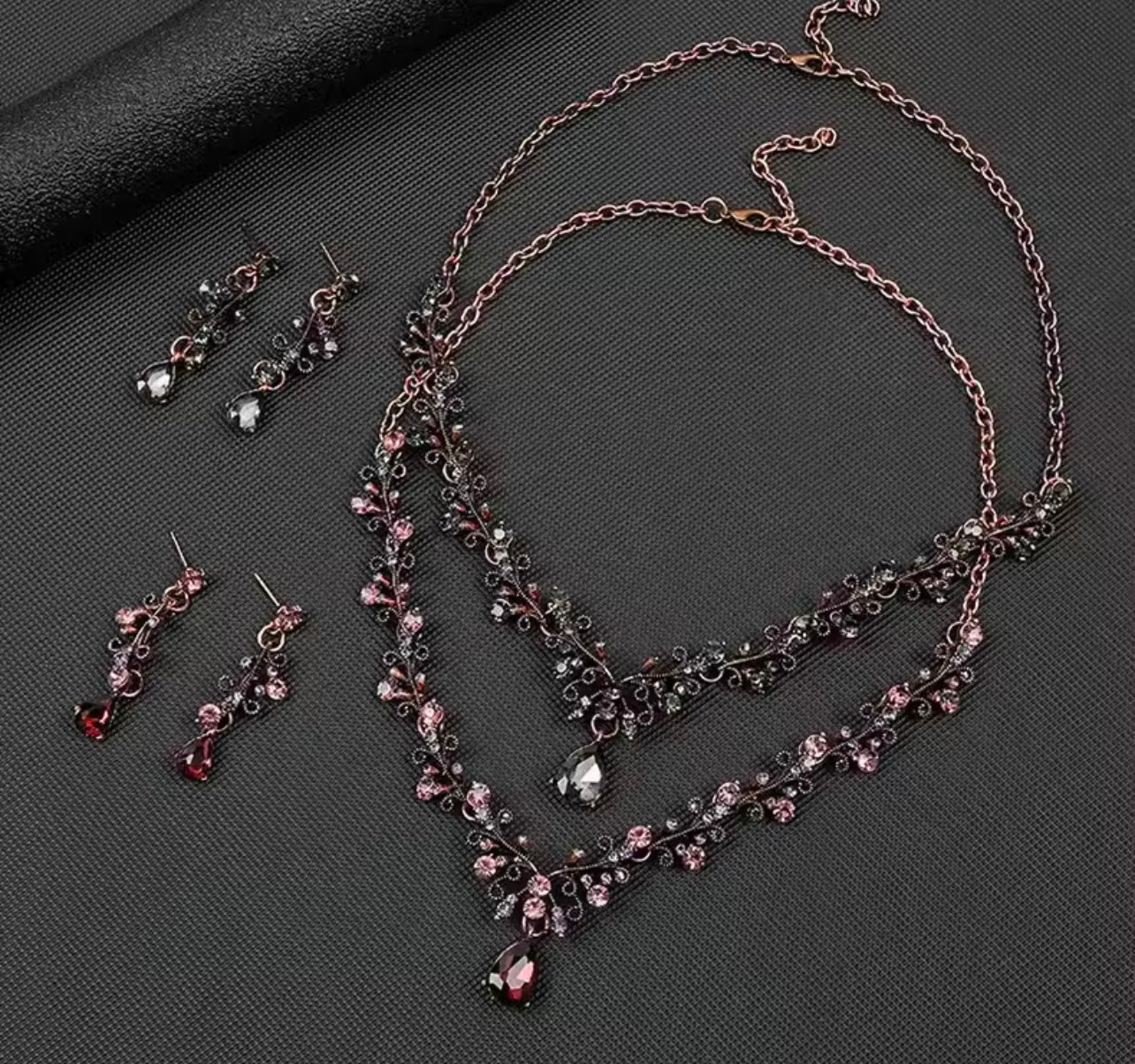 Crystal water drop Necklace Earrings