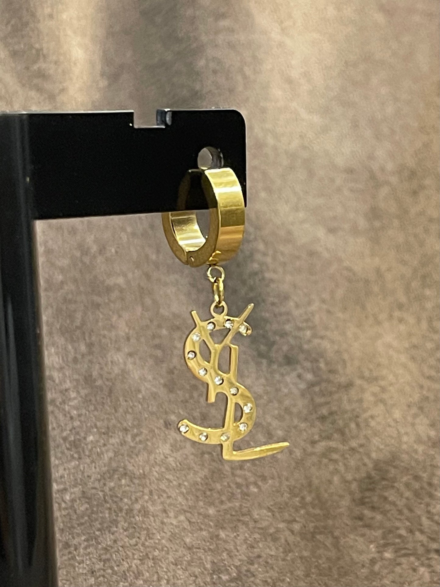 YSL Gold Earings with Rhinestones