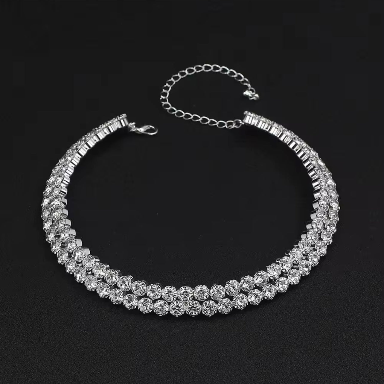 Double row collar flower necklace earrings bracelet set