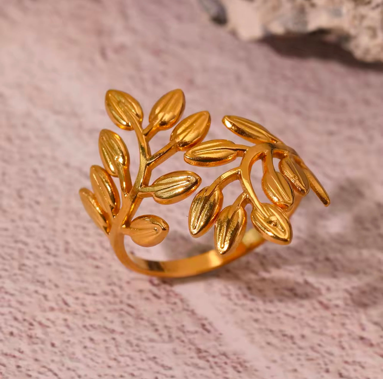 Gold and silver stainless steel Leaf Ring for women jewellery