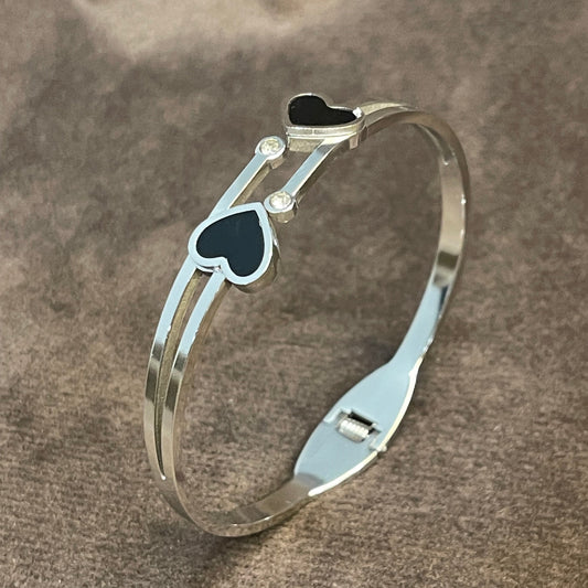 Elegant Double Heart Design Bangles