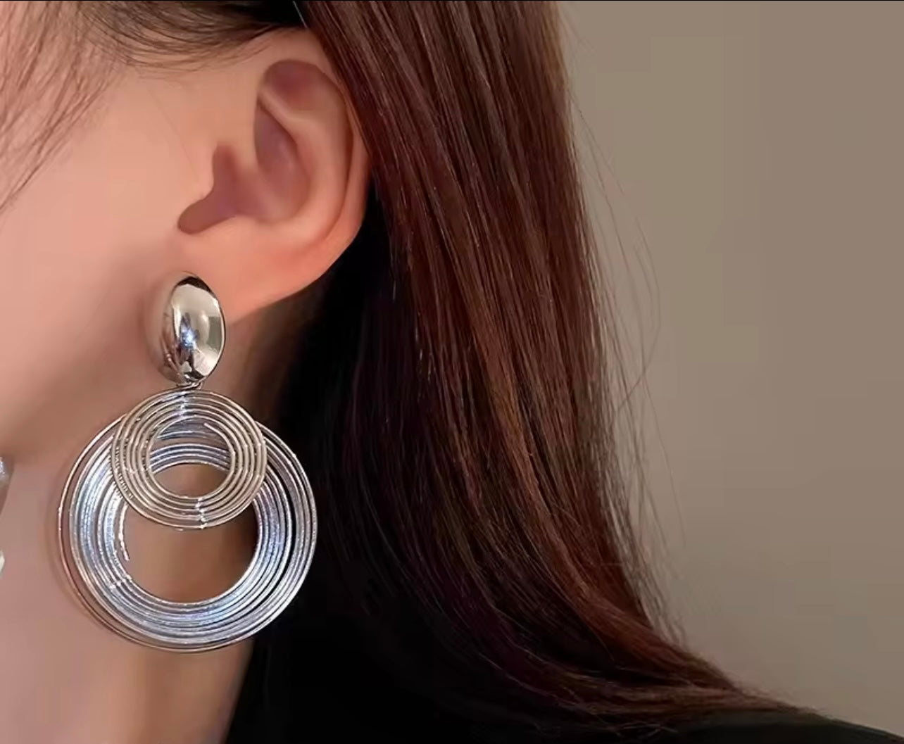 Multi layer circle hoop dangle earrings