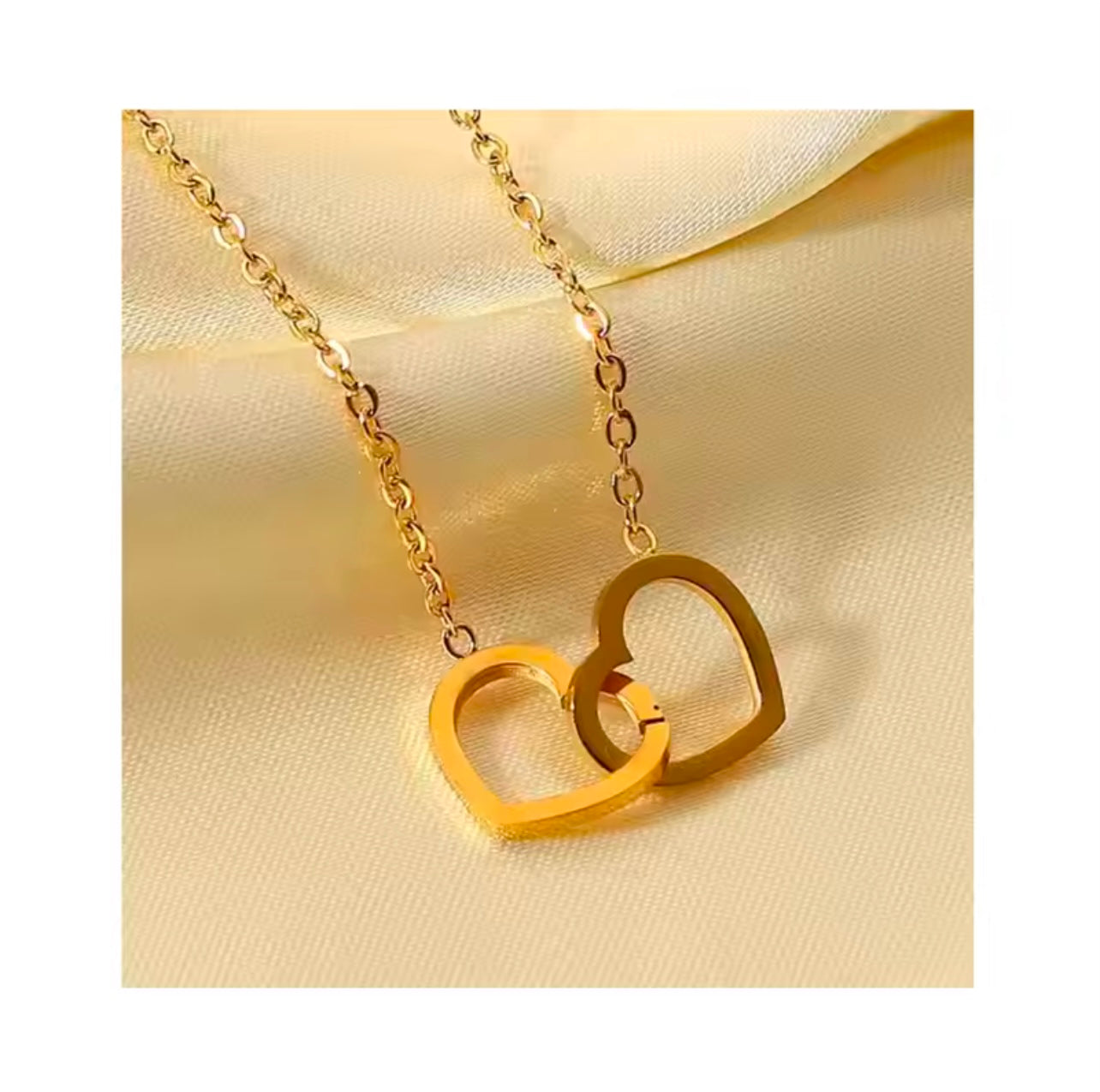 Heart-shaped stainless steel necklace double heart