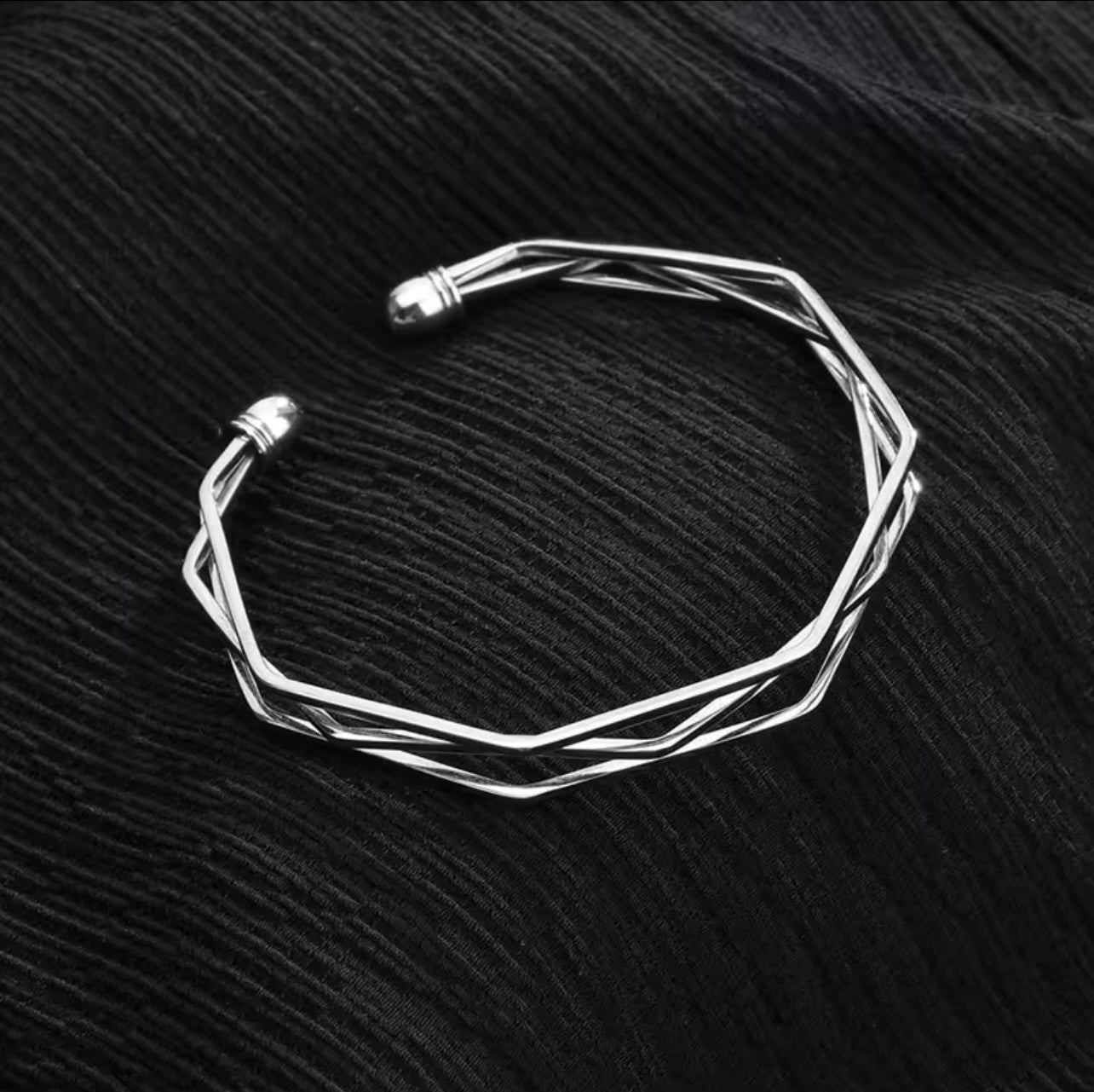Simple style silver Three layer opening Bangle bracelet