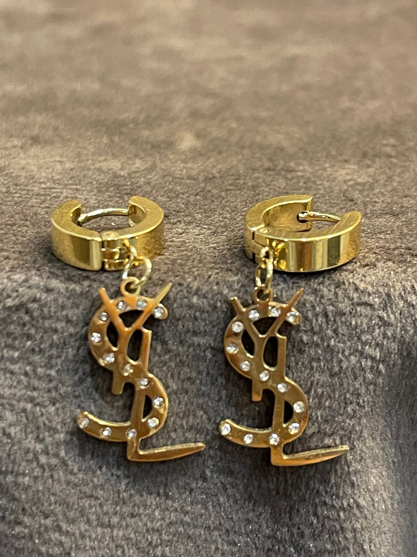 YSL Gold Earings with Rhinestones