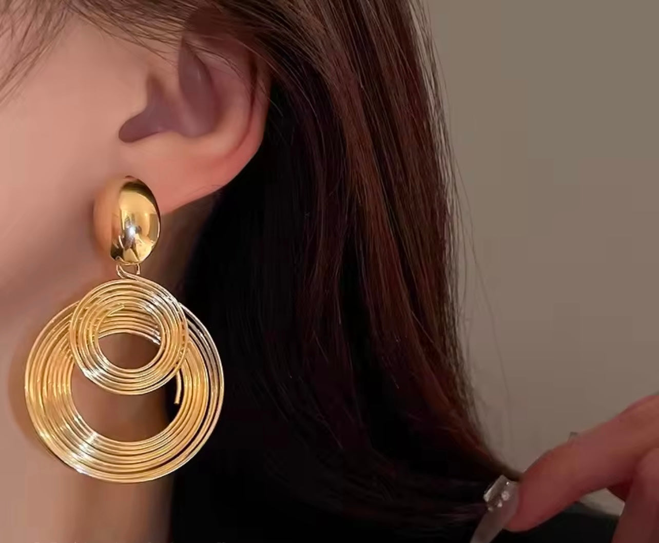 Multi layer circle hoop dangle earrings