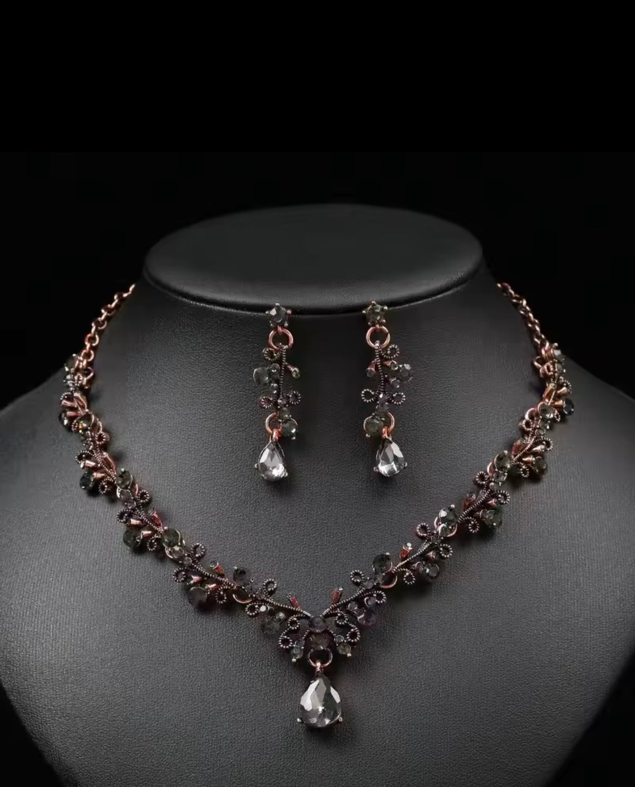 Crystal water drop Necklace Earrings