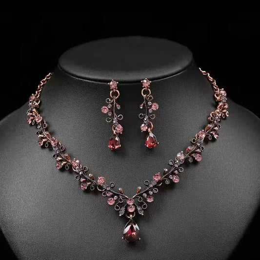 Crystal water drop Necklace Earrings