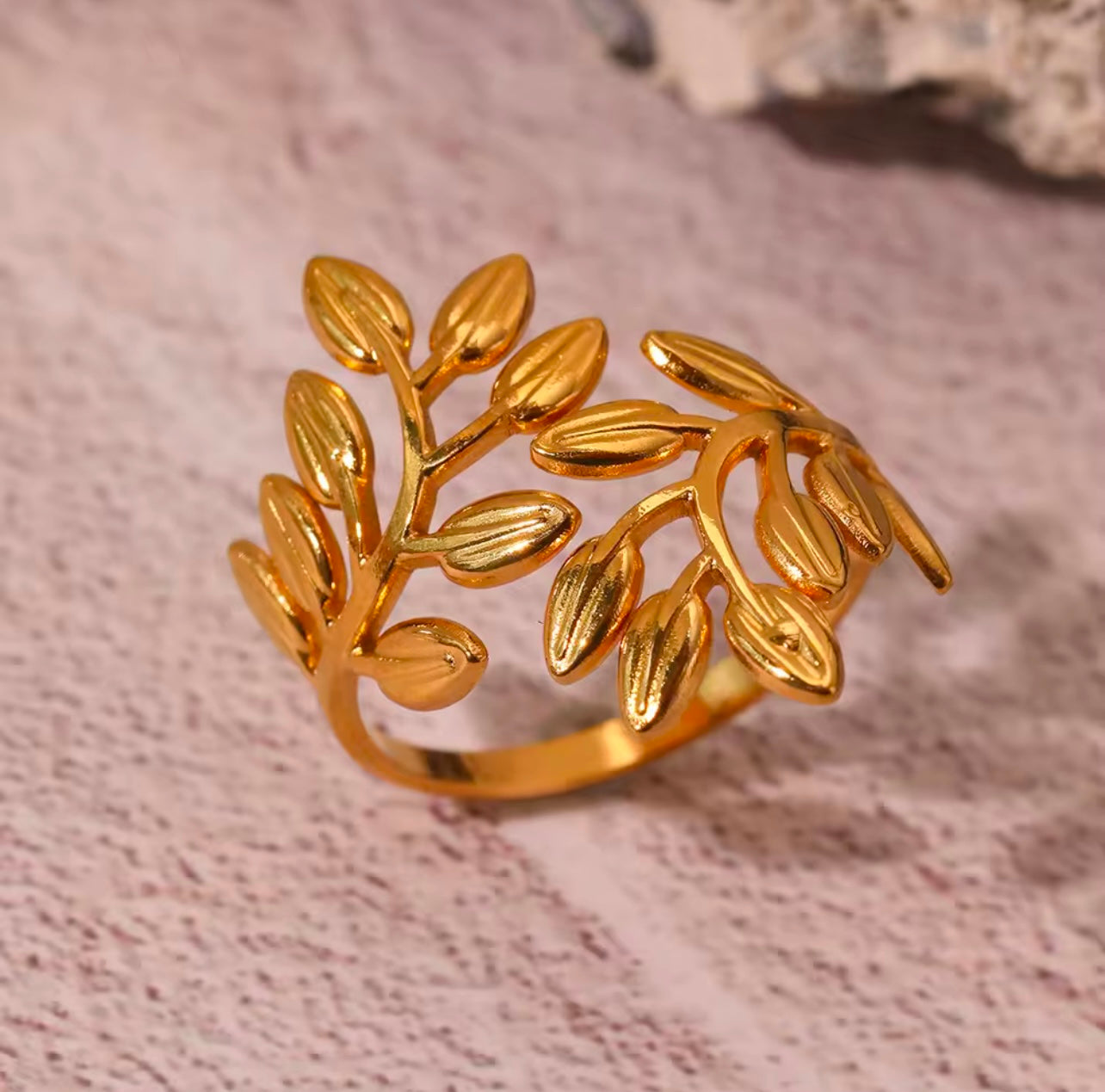 Gold and silver stainless steel Leaf Ring for women jewellery