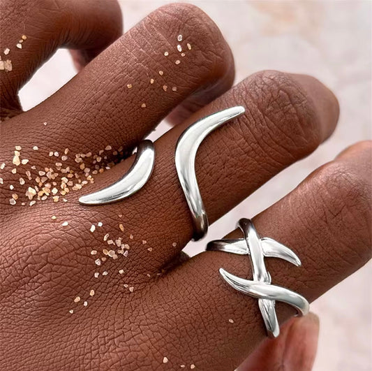 2 Pcs/set Rings for women trendy Ladies