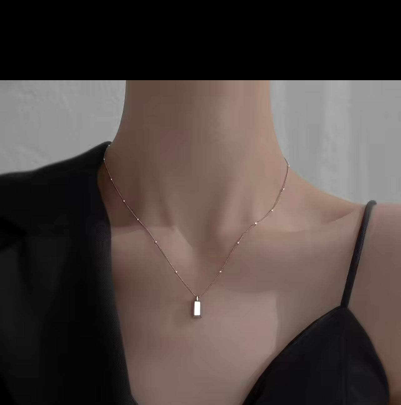 Titanium steel small gold and silver bar square Necklace