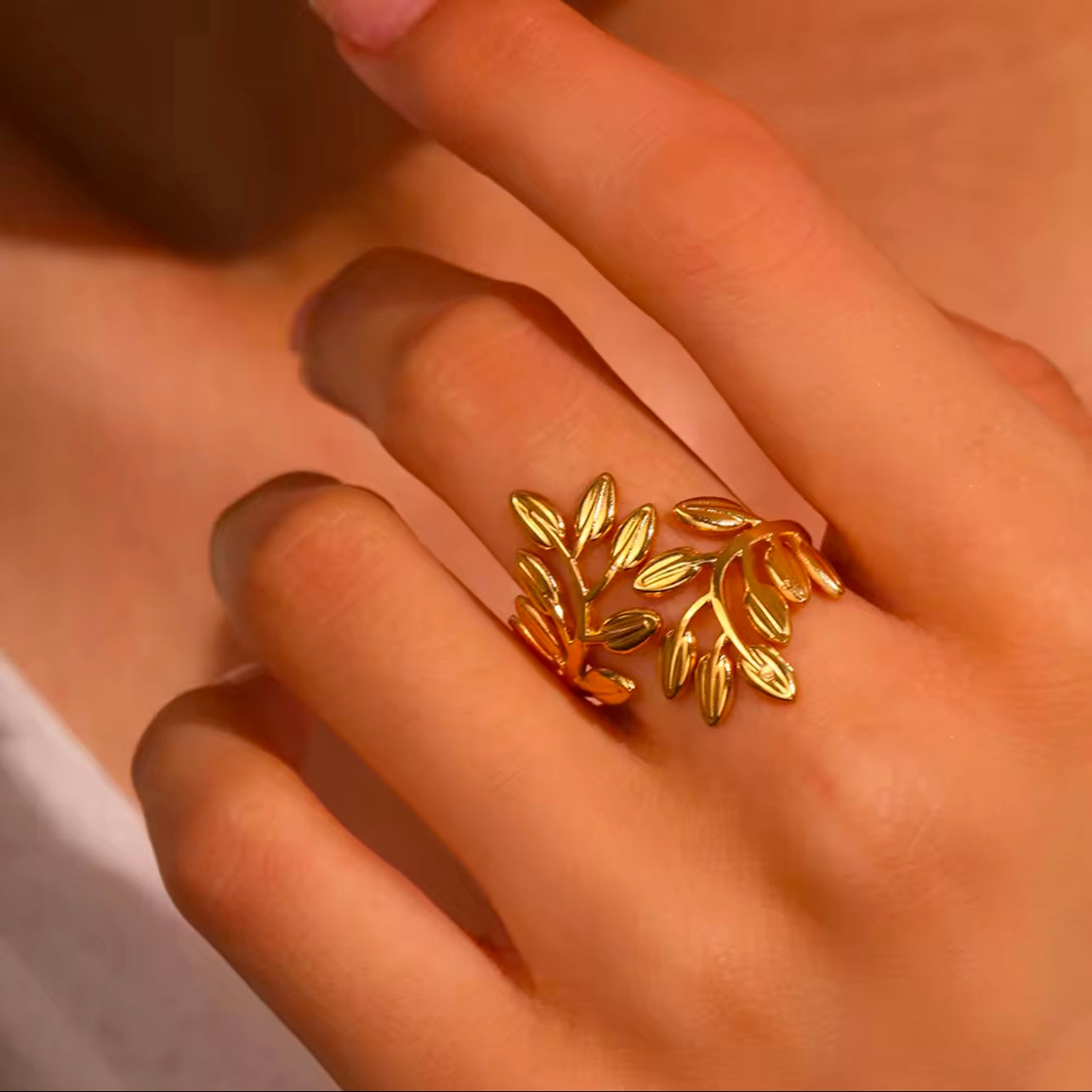 Gold and silver stainless steel Leaf Ring for women jewellery