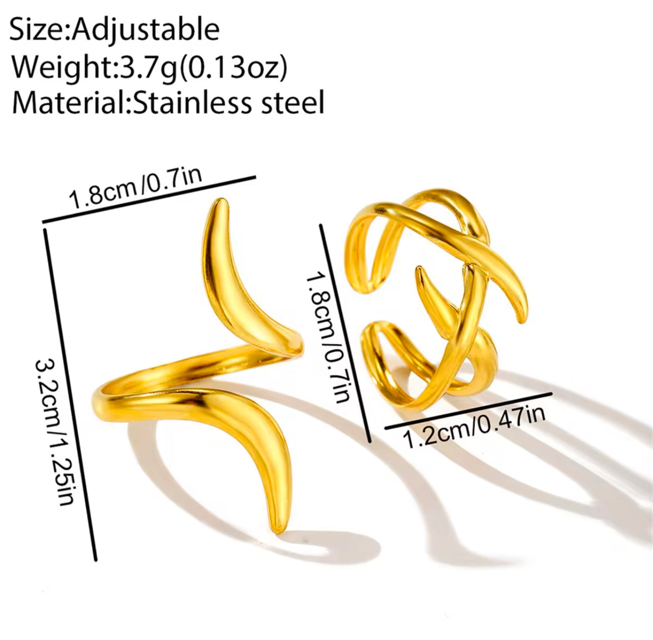 2 Pcs/set Rings for women trendy Ladies