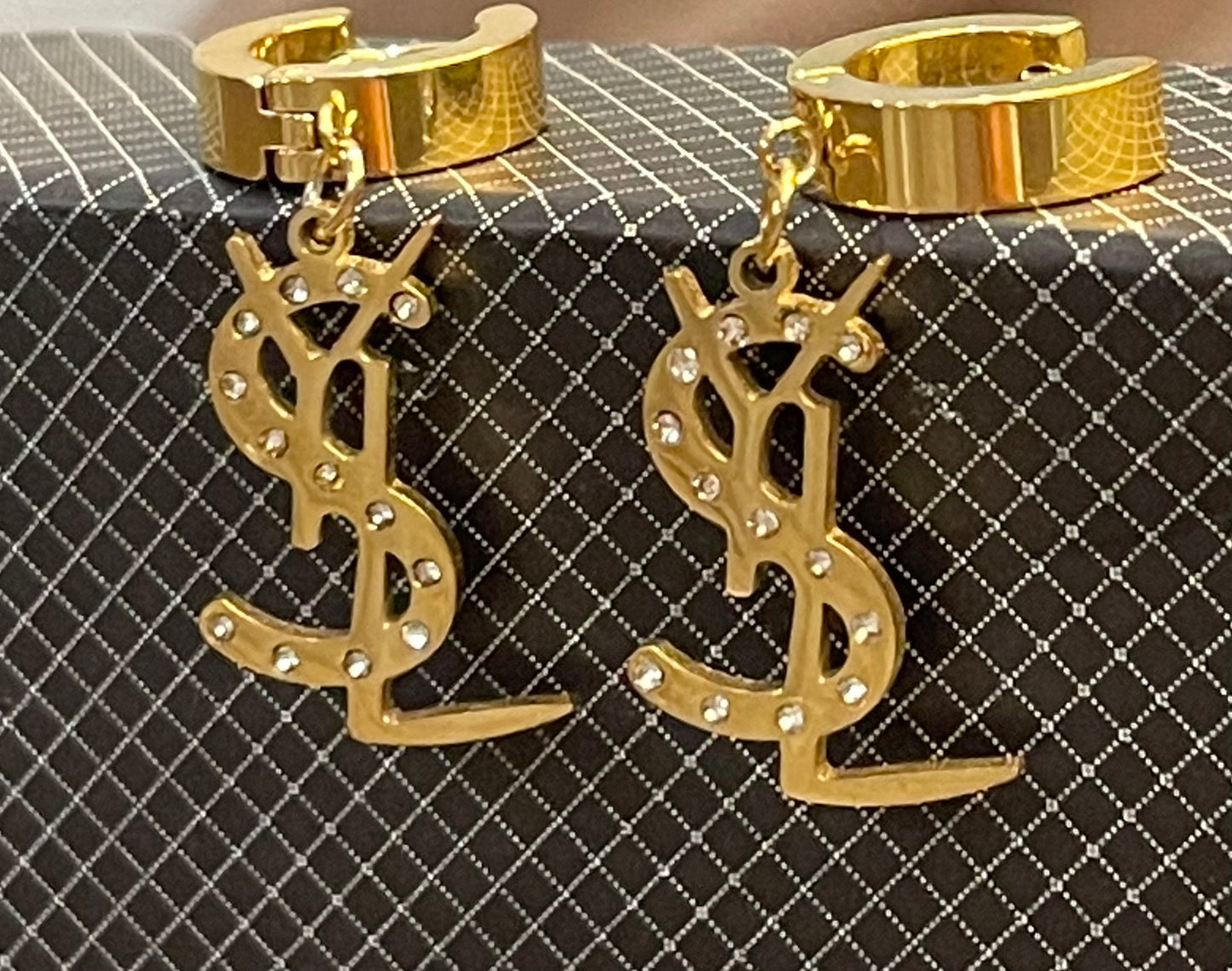 YSL Gold Earings with Rhinestones