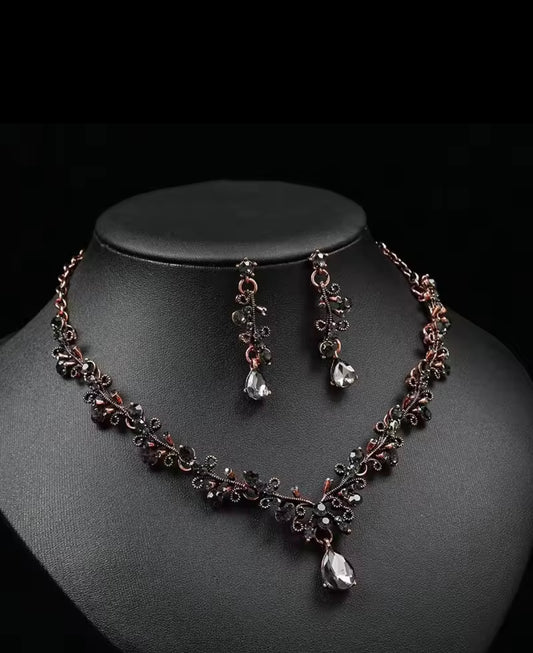 Crystal water drop Necklace Earrings