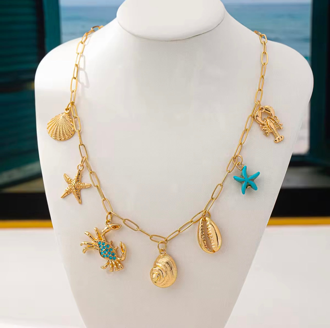 Starfish metal shell Chain Necklace