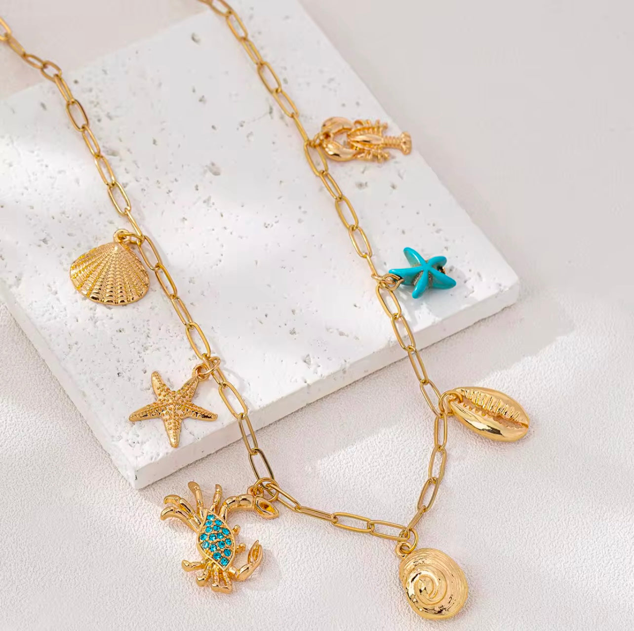 Starfish metal shell Chain Necklace