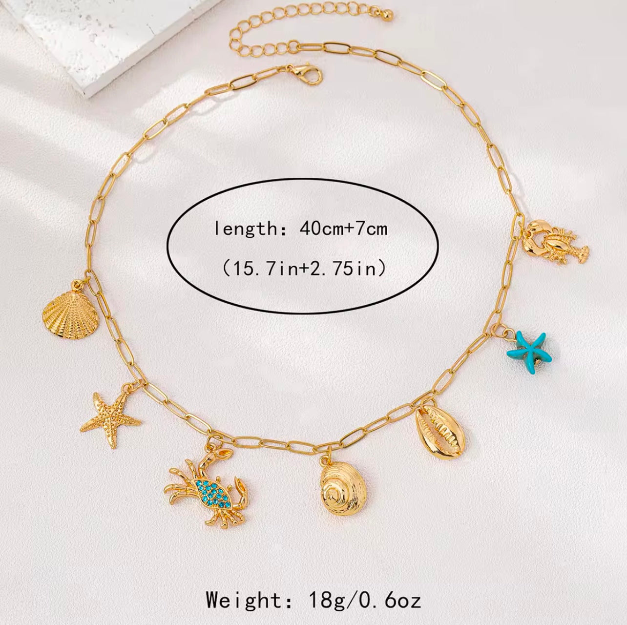 Starfish metal shell Chain Necklace