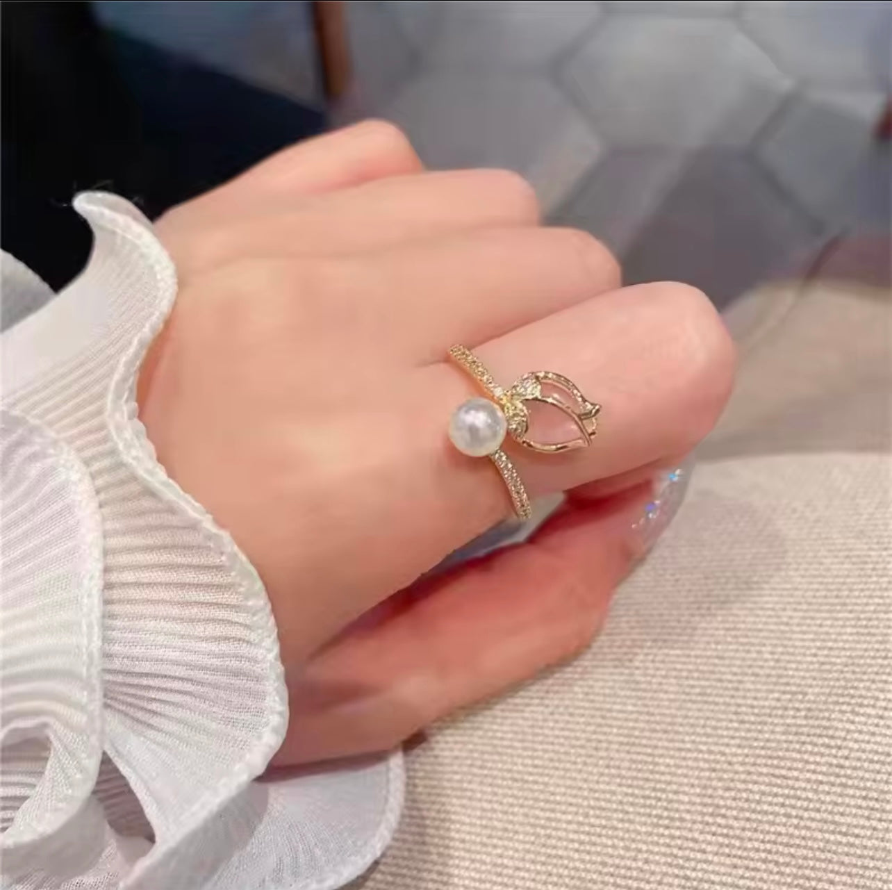 Elegant light luxury zircon adjustable opening Ring