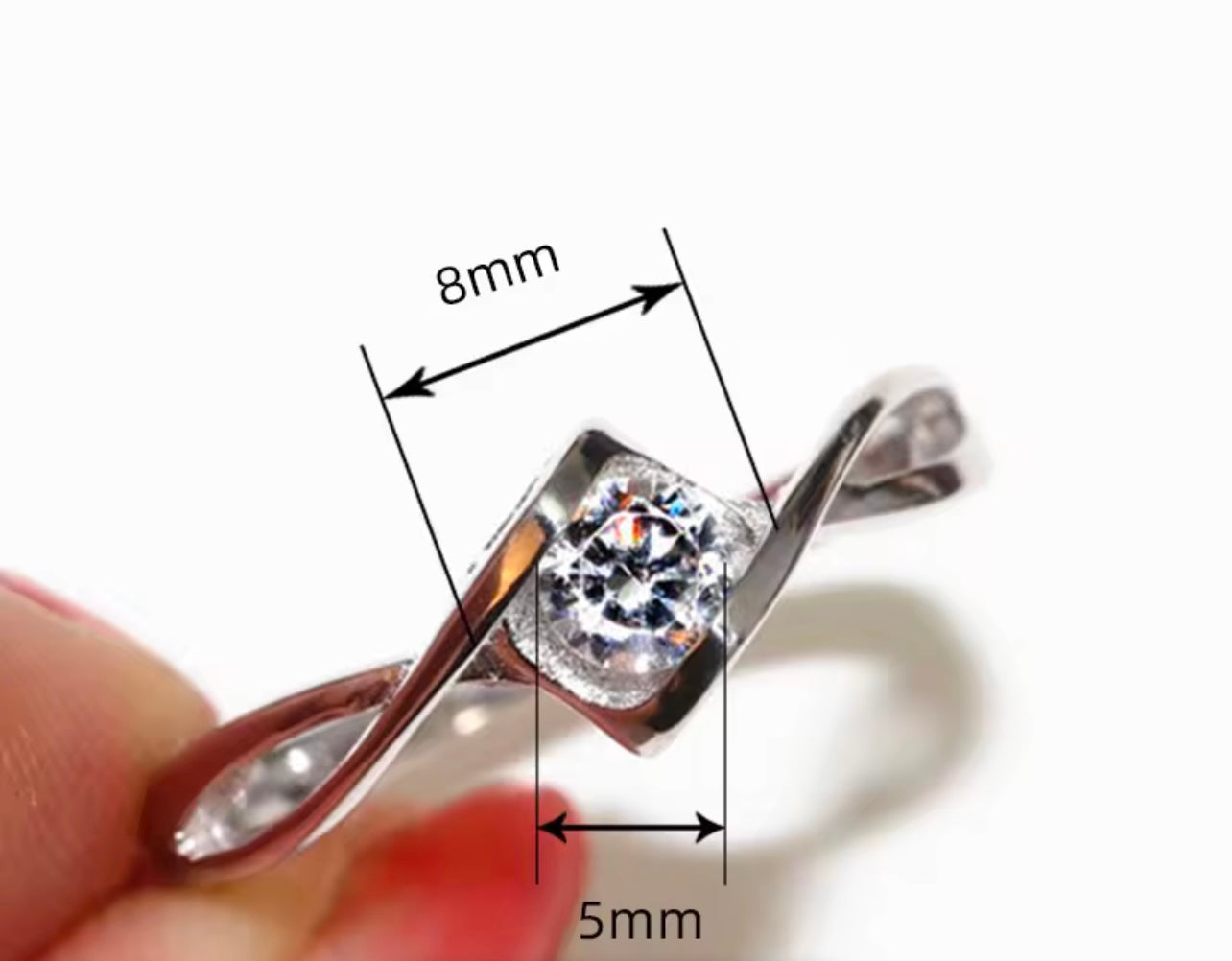 Cubic zirconia hollow cross design Ring